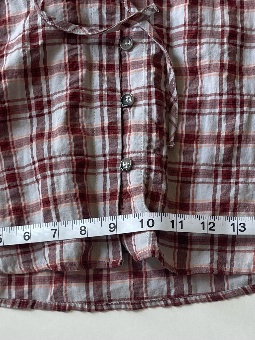 Anthropologie Red and Light Blue Plaid Button-Down Shirt - Picture 7 of 9